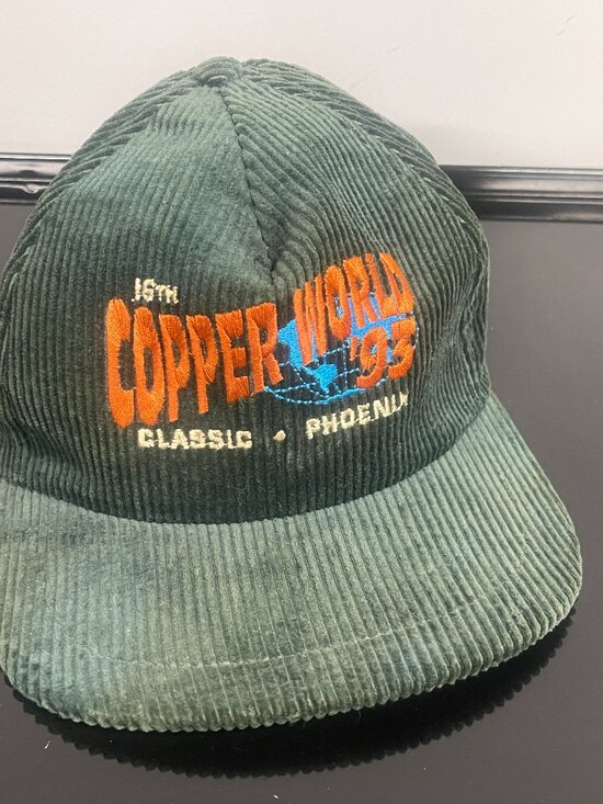 Other - Vintage Copper World '93 Phoenix Corduroy Strapback Hat Made USA